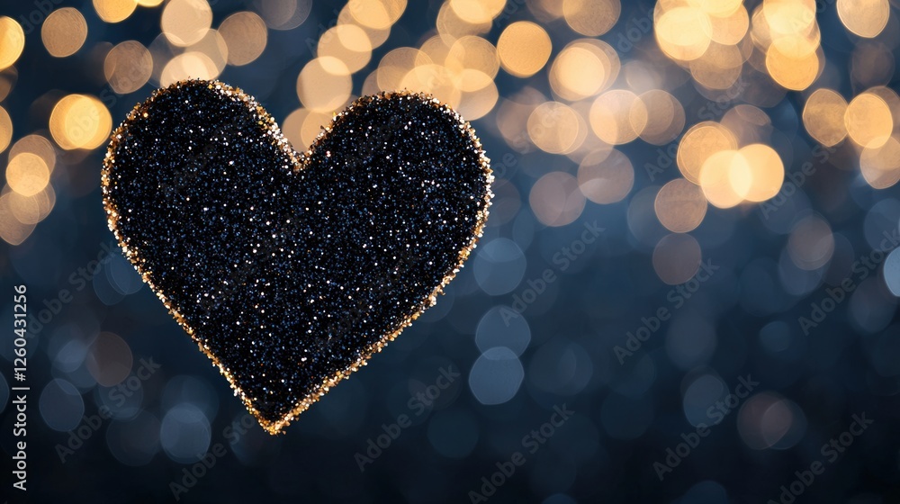Poster heart shape with sparkling lights in the background.