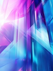 Fototapeta premium This abstract background image features a glitch effect that gives it a digital, futuristic look. The image has a color scheme of blue, purple, and pink with distorted lines and shapes