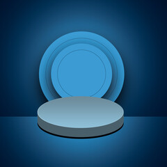 Modern Blue 3D Podium Background