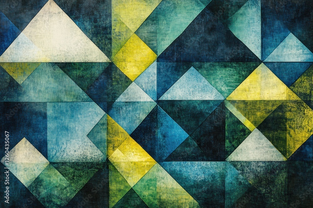 Poster abstract geometric shapes in blue and green tones creating a textured background design