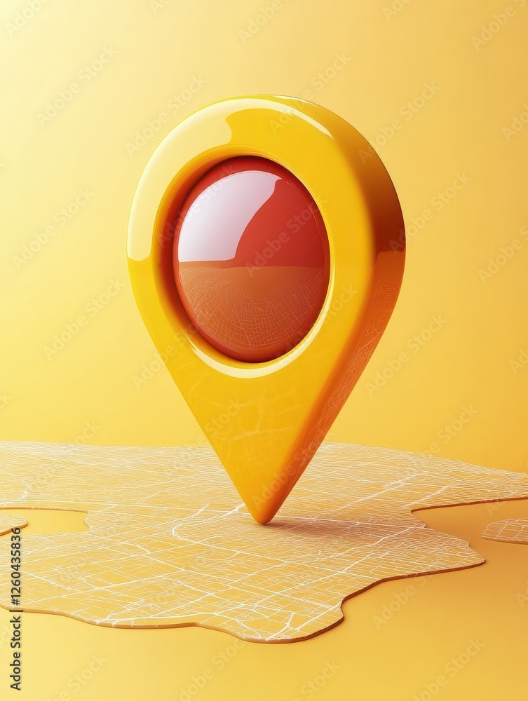 Poster 3d map travel location. locator mark of map and location pin or navigation icon sign on background w