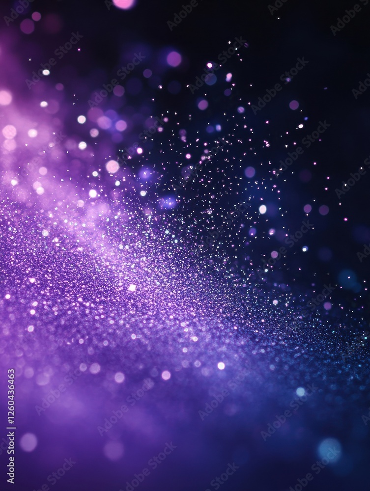 Poster violet banner dark bokeh particles glitter awards dust gradient abstract background. futuristic glit
