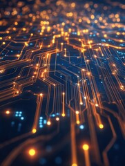 Abstract Circuit Board with Glowing Lines. illustration abstract art background for presentations and wallpaper.