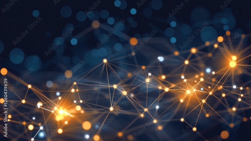 Poster abstract technology background with connected dots and lines illustration