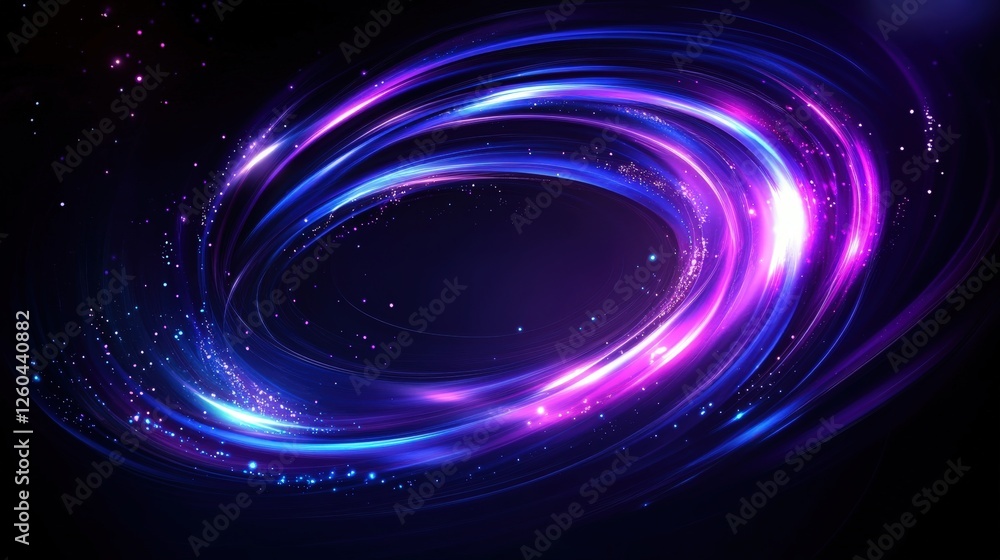 Aufkleber an abstract swirl of vibrant purple and blue lights, creating a mesmerizing visual effect on a dark 