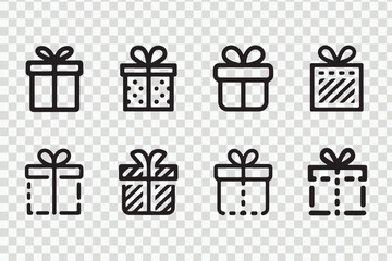 Collection of Gift Box Outlines – Modern Present Icon Pack