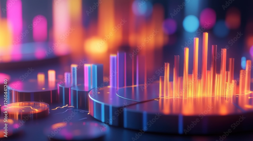 Poster abstract digital chart data visualization with dynamic gradient colors