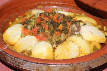 Fresh Tajine with Vegetables, Moroccan Tajine Close Up
