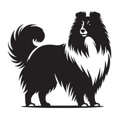 Shetland Sheepdog silhouette for premium pet-themed graphic design - Shetland Sheepdog illustration - minimal Shetland Sheepdog vector - dog silhouette
