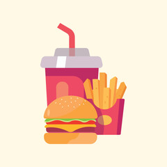 Vector fast food advertising composition