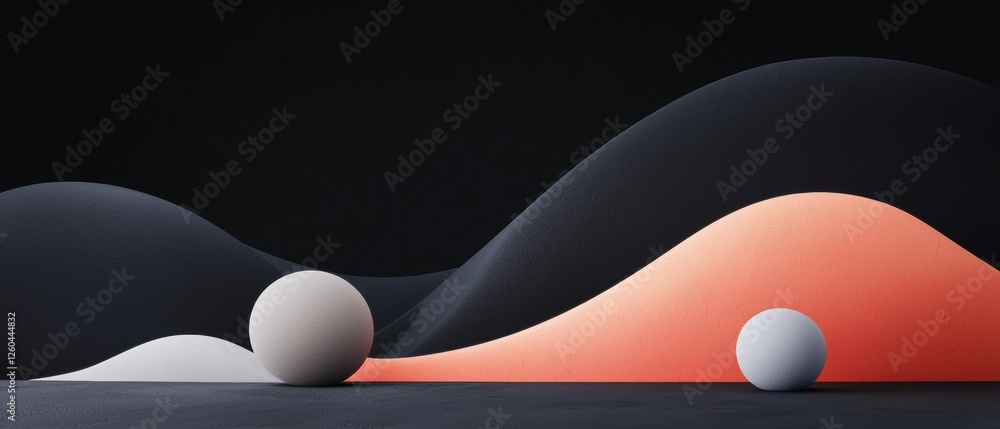 Poster digital art piece that appears to be an abstract composition. it has a black background with a large