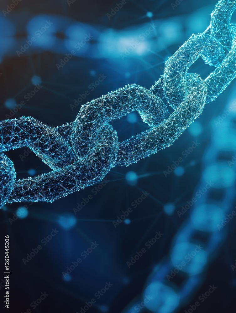 Poster blockchain technology futuristic hud background with blockchain polygon peer to peer network. global