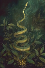 Obraz premium green snake in the wild