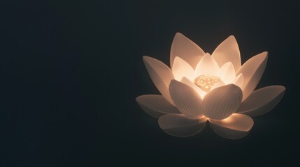 Close-up of a white lotus flower with six petals. the petals are arranged in a symmetrical pattern, with the center of the flower being the largest and the outermost petals being the smallest.
