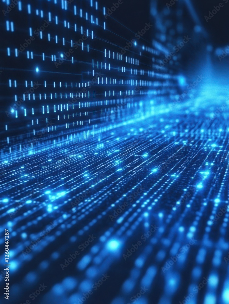 Poster blue virtual technology background with lines and grids