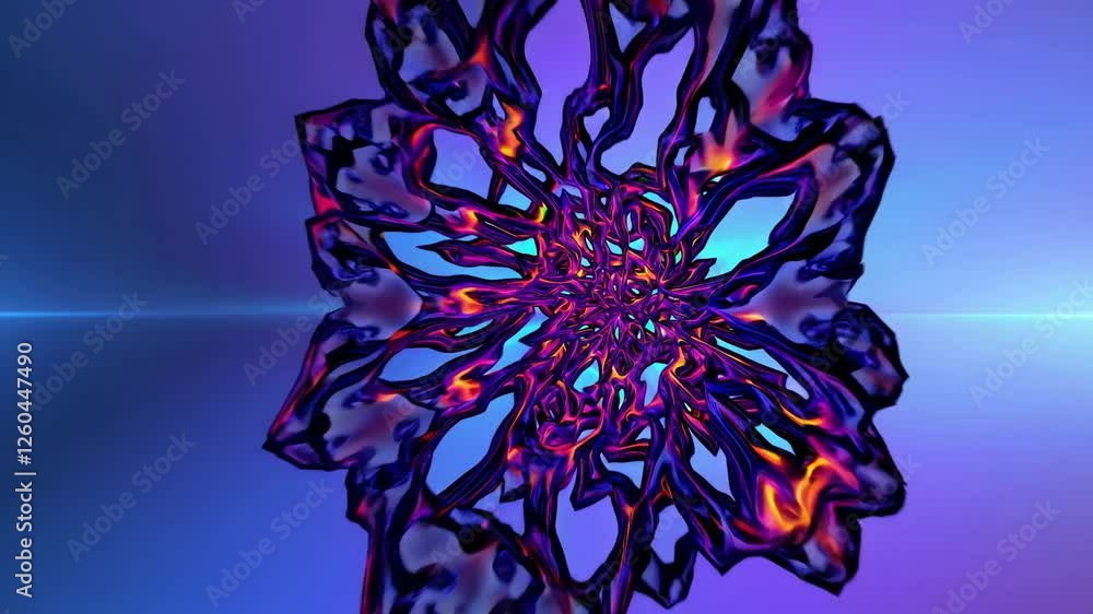 Aufkleber dynamic abstract video with vibrant, twisting shapes in purple and blue. captured from a central ang