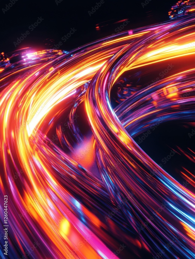 Poster 3d render abstract futuristic dynamic curvy motion colorful neon texture background