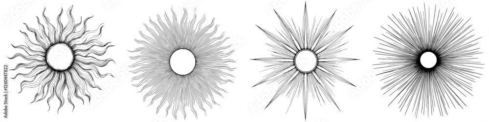 Poster intricate sunburst designs with varying shapes and patterns create a captivating visual display suit