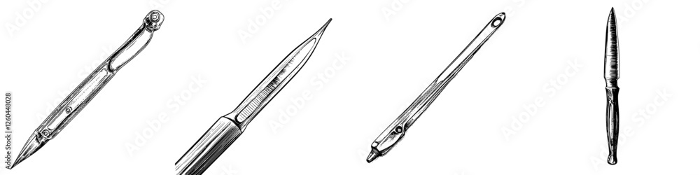 Aufkleber various types of pens displayed on a plain background showcasing their distinct designs and features