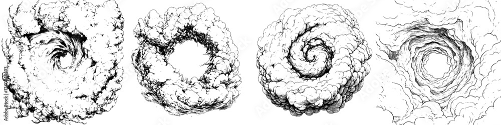 Poster dramatic cloud formations swirl and twist in various patterns against a plain background