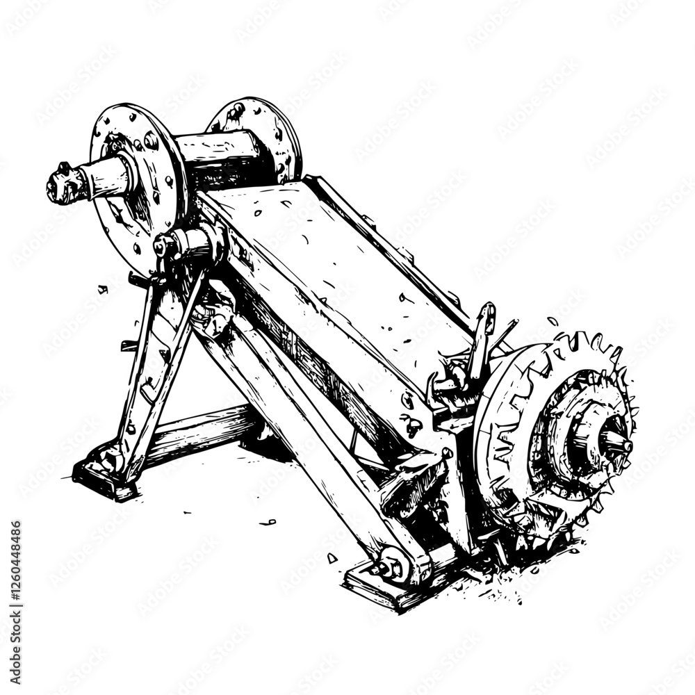 Aufkleber industrial machine with gears and levers designed for mechanical purposes in a workshop setting