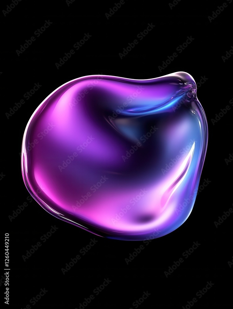 Poster 3d render of abstract liquid blob shape with purple and blue gradient on a black background digital 
