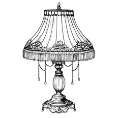 Elegant vintage lamp with decorative fringes and beads in a classic design
