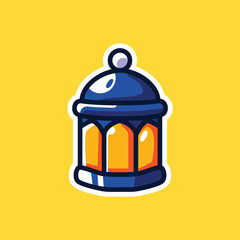 Hanging Blue and Yellow Ramadan Lantern