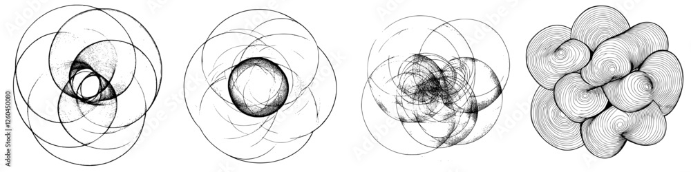 Poster intricate patterns of circular designs created through abstract art techniques and mathematical conc