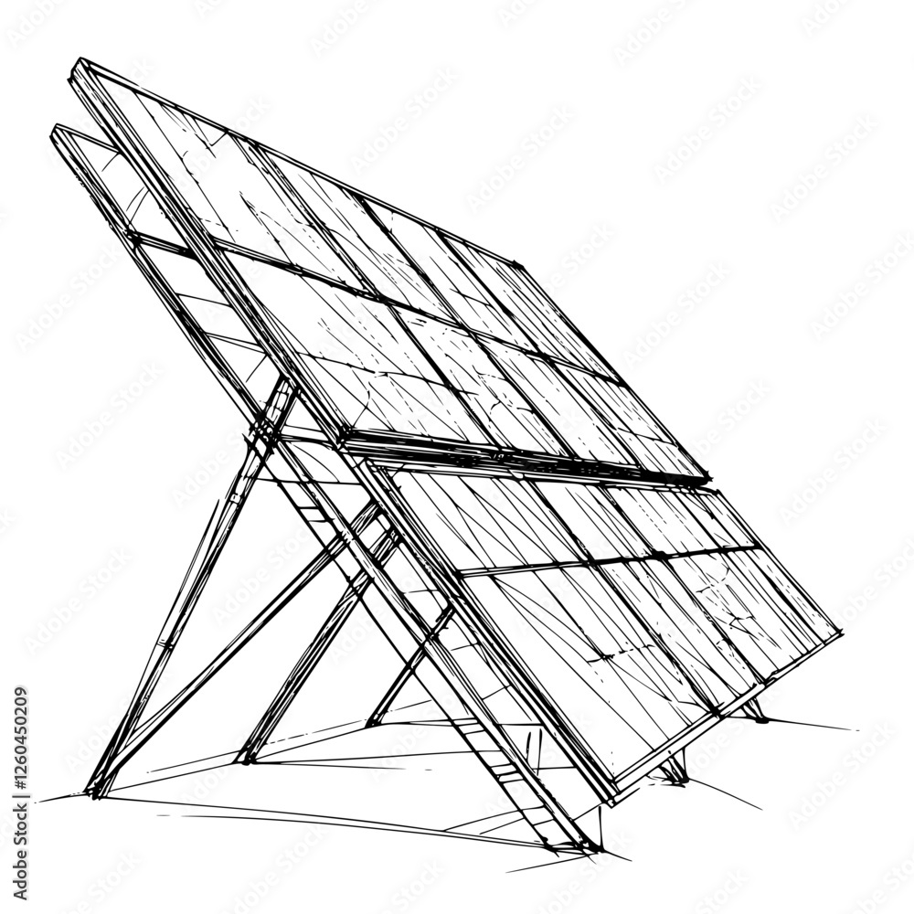 Poster solar panel structure oriented towards the sun for energy generation in a renewable energy setting