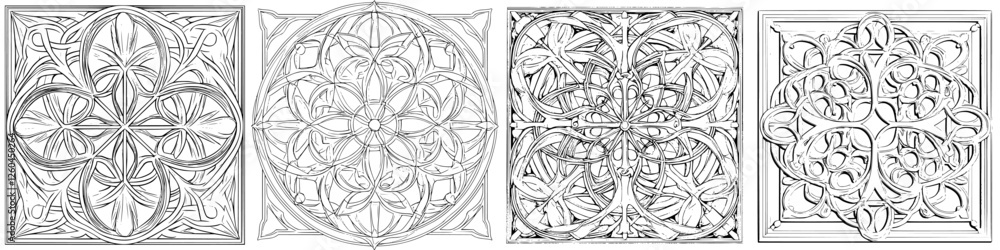 Aufkleber decorative geometric patterns featuring intricate designs suitable for artistic and architectural in