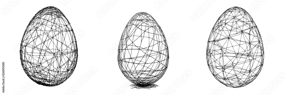 Aufkleber interesting wireframe egg designs showcasing unique shapes and structures in a minimalist style