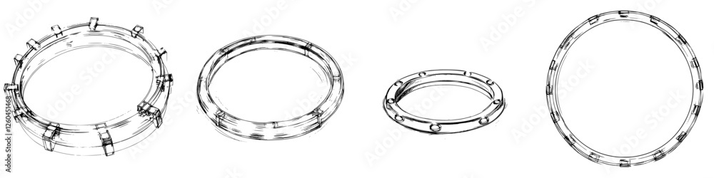Poster vector illustration of hand-drawn circular objects showcasing various designs and patterns