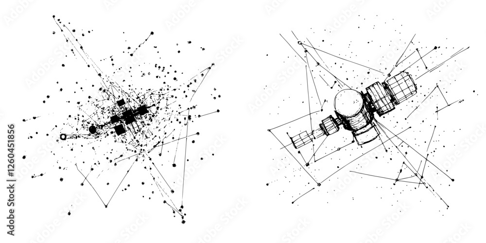 Aufkleber complex abstract vector illustration showcasing dynamic geometric shapes and lines in a hand-drawn s