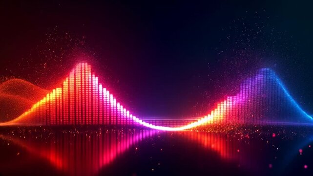 Digital audio spectrum visualization pulses dance sync rhythm music video