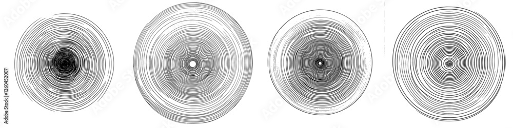 Poster intricate hand-drawn vector illustration of circular patterns with varying sizes and textures