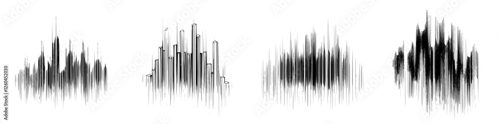 Aufkleber hand-drawn vector illustration of soundwaves in various forms and frequencies within a minimalist st