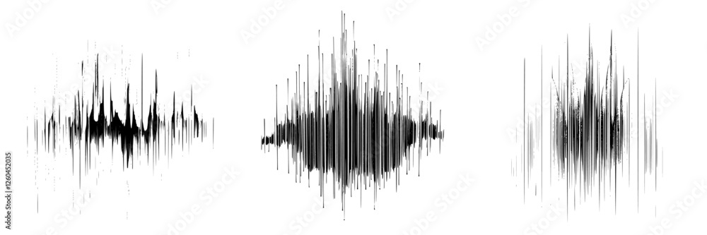 Poster vector illustration of sound waves in a hand-drawn style featuring a dynamic rhythm and varied patte
