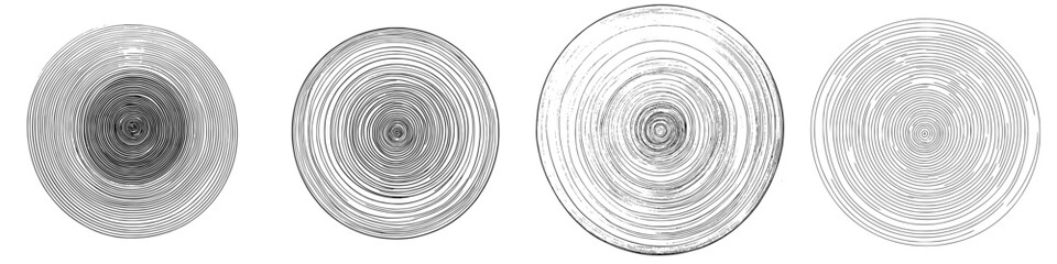 Hand-drawn vector illustration of concentric circular designs showcasing intricate line work and texture