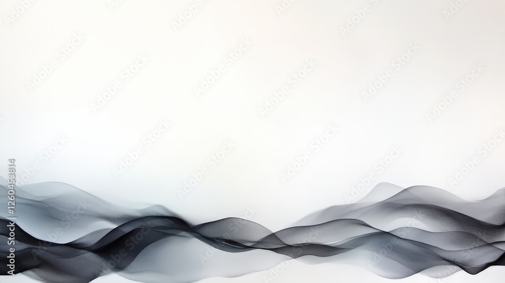 Poster an abstract design featuring flowing waves in shades of black and white, creating a sense of movemen