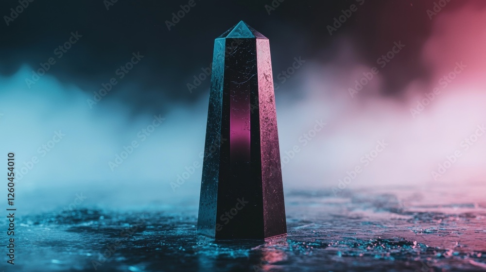 Aufkleber photograph of a tall, obelisk-shaped object standing on a wet surface. the object appears to be made