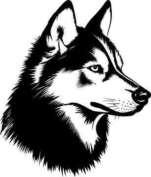Huskey dog profile silhouette icon in black color. Vector template design.