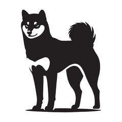 Fine-tuned Shiba Inu silhouette with sleek curves and proportions - Shiba Inu illustration - minimal Shiba Inu vector - dog silhouette
