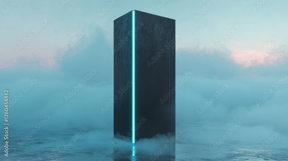 Poster tall, rectangular structure standing in the middle of a body of water. the structure appears to be m