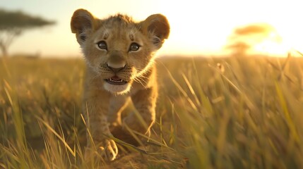 Obraz premium A savanna is a grassy plain with scattered trees, typically found in tropical or subtropical regions. It’s home to diverse wildlife like lions, elephants, and zebras. Savannas have a warm climate and 