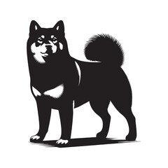 Graceful Shiba Inu silhouette showcasing the breed’s unique posture - Shiba Inu illustration - minimal Shiba Inu vector - dog silhouette
