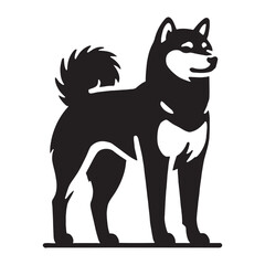 Simplistic Shiba Inu silhouette featuring clean and bold lines - Shiba Inu illustration - minimal Shiba Inu vector - dog silhouette
