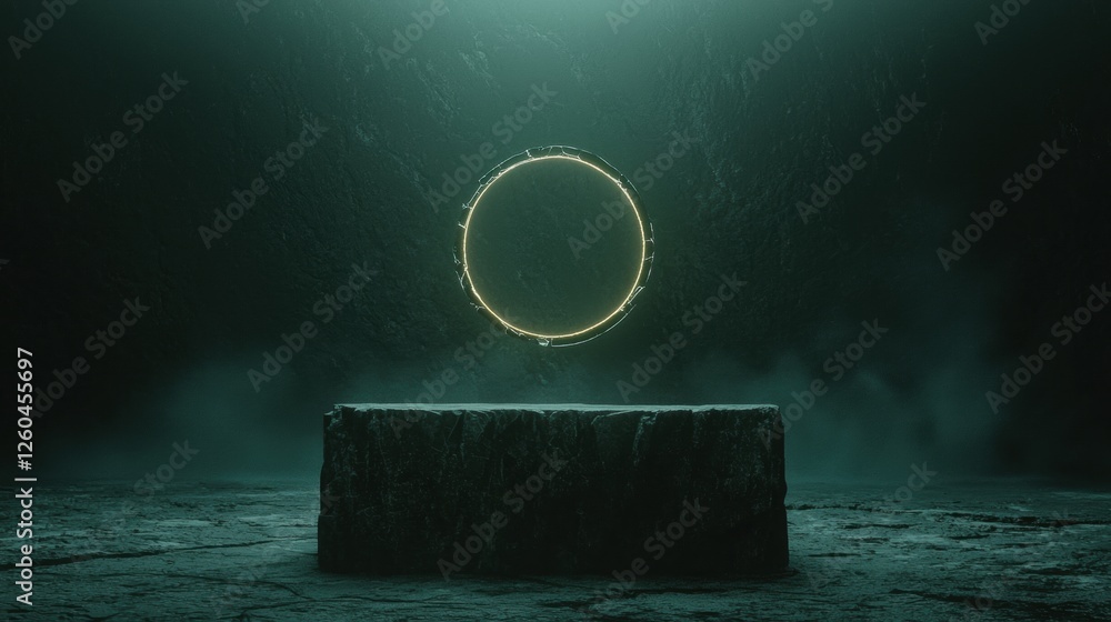 Aufkleber dark and eerie scene with a large circular object in the center. the object appears to be made of a 
