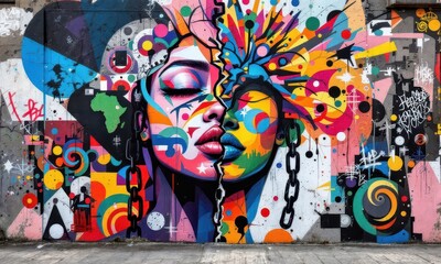 Fototapeta premium Vibrant Juneteenth Mural Unity and Freedom Expression in Art