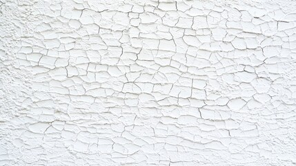 Textured White Wall with Cracked Surface Showing Weathering and Aging Patterns in Fine Detail